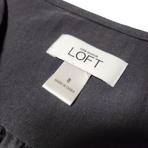 LOFT Black Sleeveless Dress Pencil Sheath Short Wrap Sheer Silk Fitted Classic 8 - Picture 13 of 16